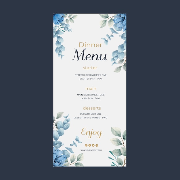 Floral wedding menu template