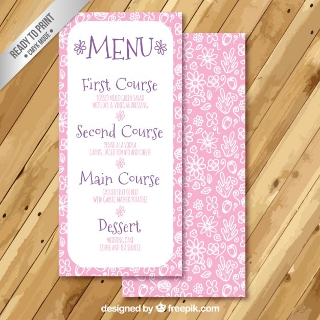 Free vector floral wedding menu