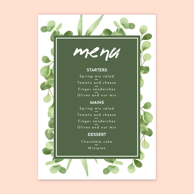 Floral wedding menu