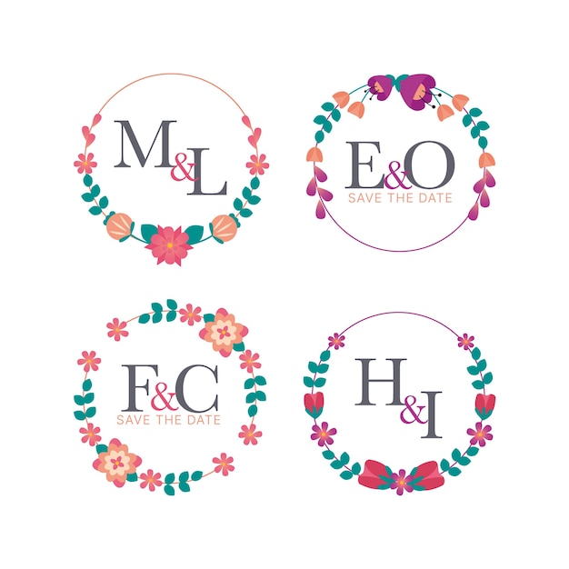 Floral wedding monograms design