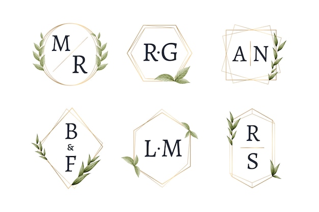 Floral wedding monograms design