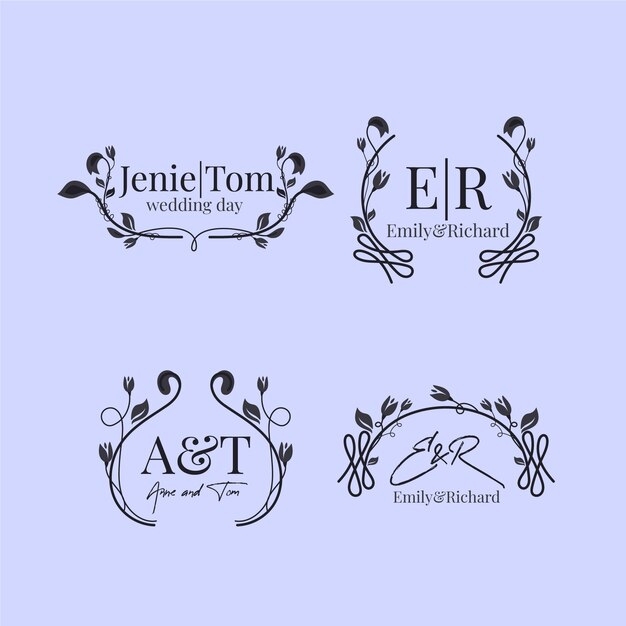 Floral wedding monograms template