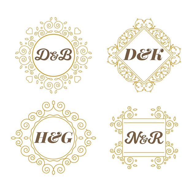 Free vector floral wedding monograms theme