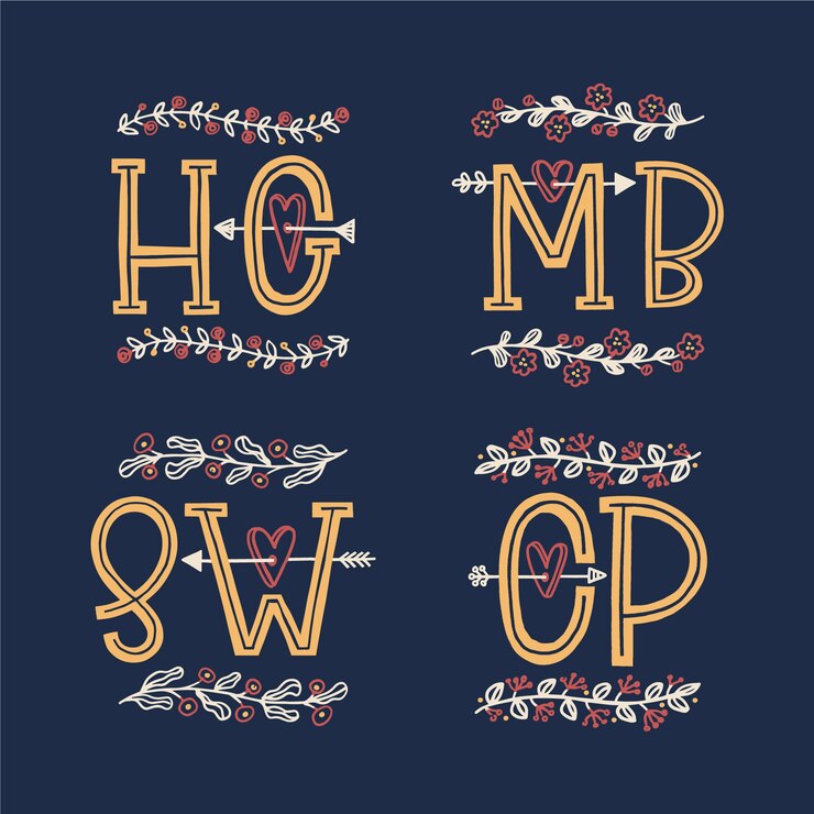 Free Vector floral wedding monograms