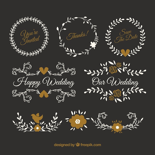 Free vector floral wedding ornament collection