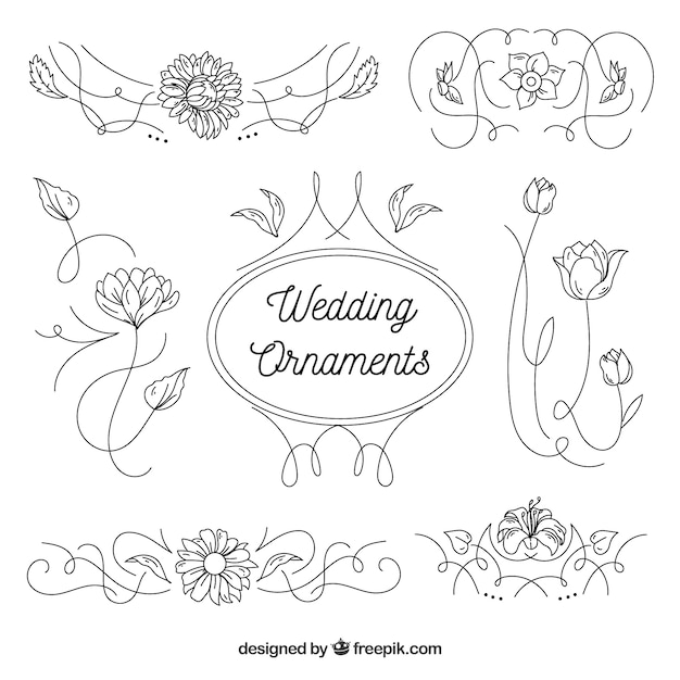 Бесплатное векторное изображение Коллекция свадебных украшений
