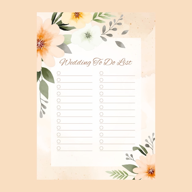 Free vector floral wedding planner  template