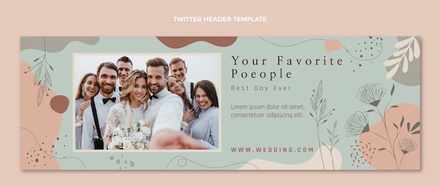 Vettore gratuito intestazione twitter di wedding planner floreale