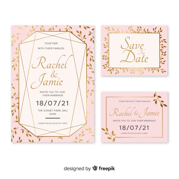 Floral wedding stationary template collection