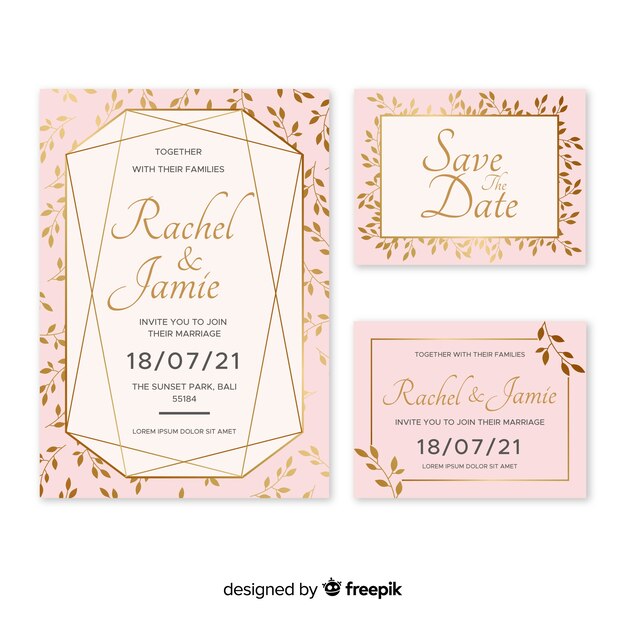 Floral wedding stationary template collection