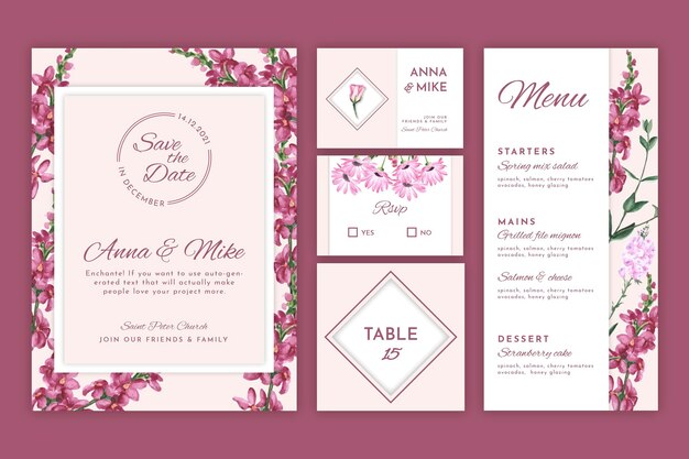 Floral wedding stationery collection