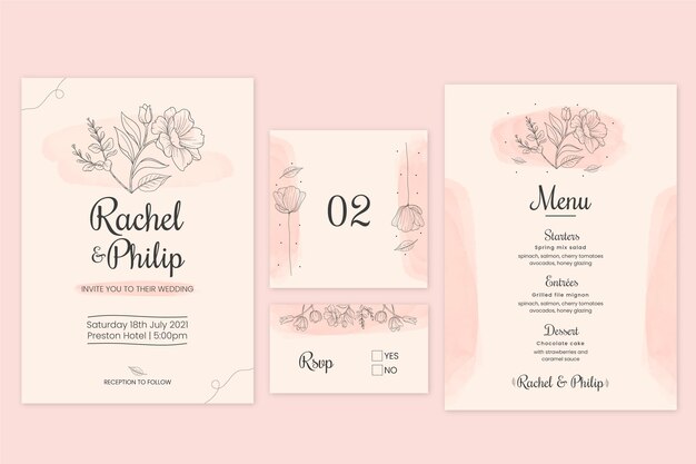 Floral wedding stationery pack