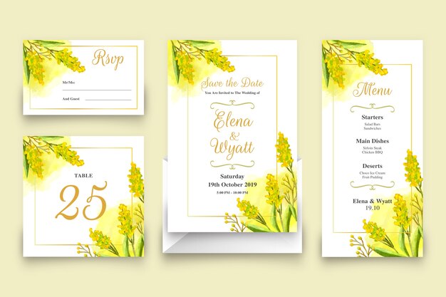 Floral wedding stationery template