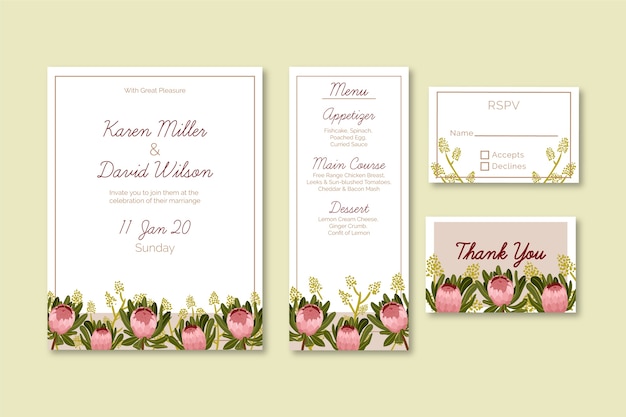 Free vector floral wedding stationery template