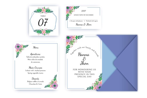 Floral wedding stationery