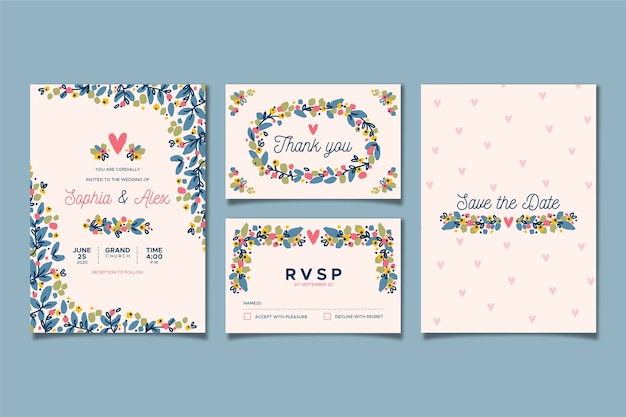 Free vector floral wedding stationery