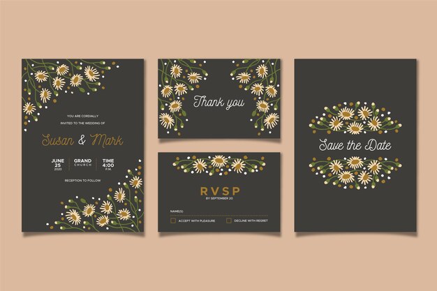 Floral wedding stationery