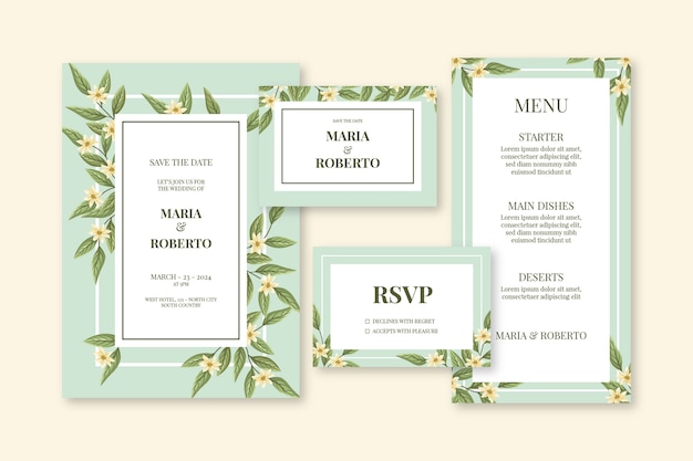 Free vector floral wedding stationery