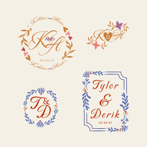 Floral wedding template logo design