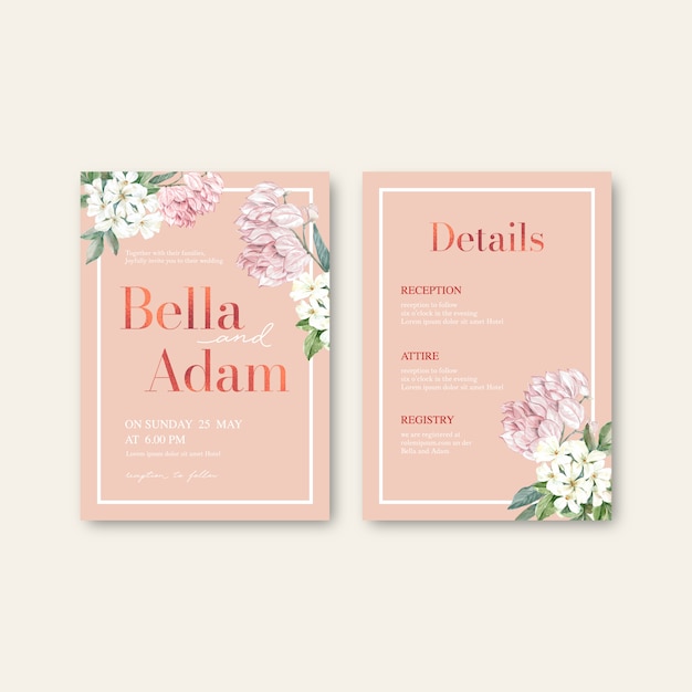 Free vector floral weeding card set