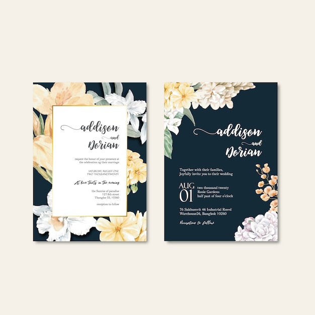 Floral weeding card set