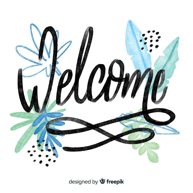 Floral welcome lettering concept