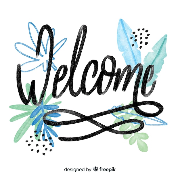 Floral welcome lettering concept