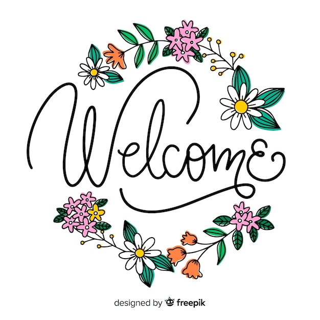 Floral welcome lettering concept