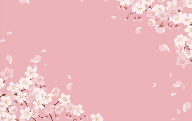 桜 桜と水彩のフレーム プレミアムベクター