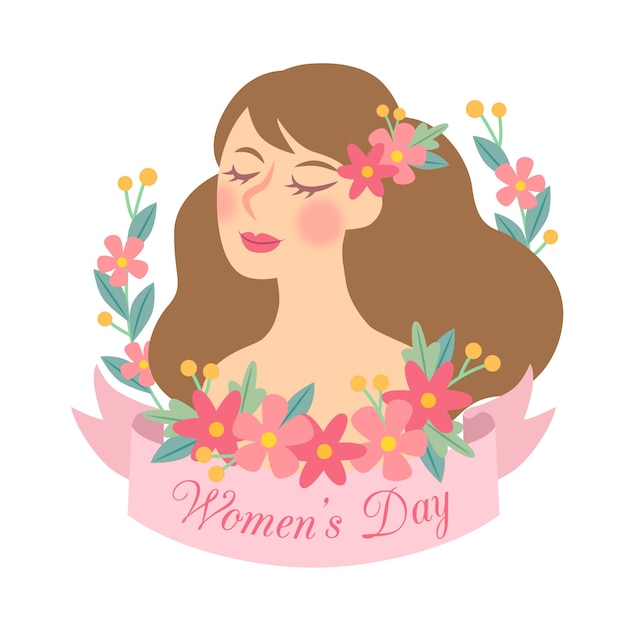 無料ベクター 手描きの花の女性の日