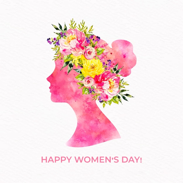 Free vector floral women's day watercolor woman