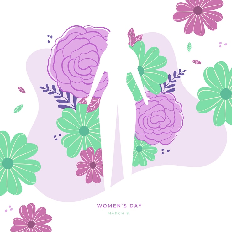 無料Vector 女性のシルエットと花の女性の日
