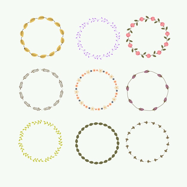 Free vector floral wreath collection