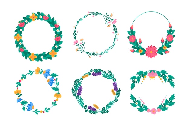 Free vector floral wreath collection