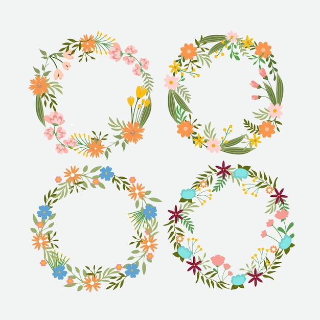 Free vector floral wreath collection