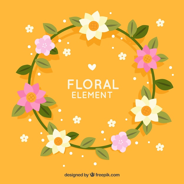 Free vector floral wreath element in flat design