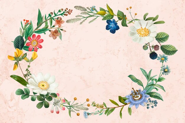 Floral wreath on pink background