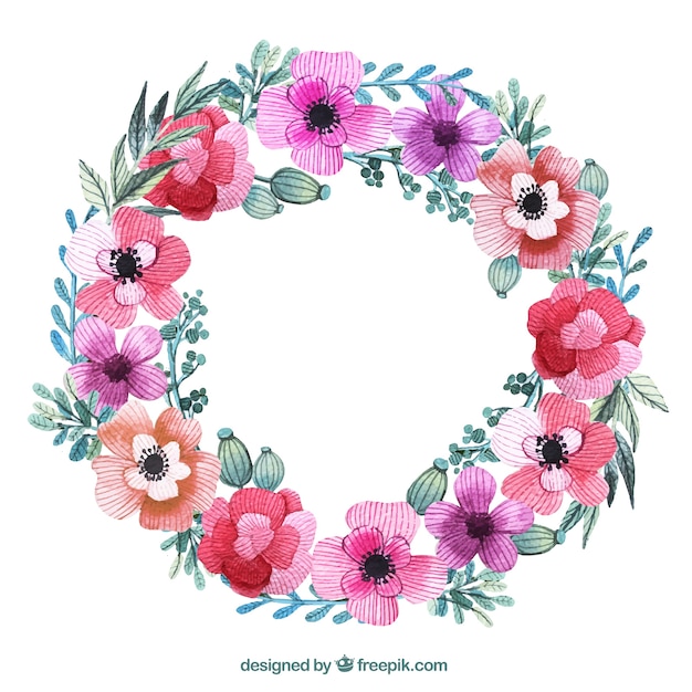Floral wreath in pink colors