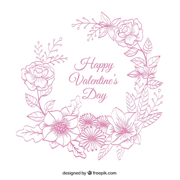 Floral wreath sketch background for valentine