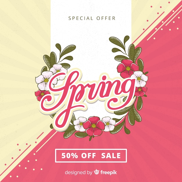 Free vector floral wreath spring sale background