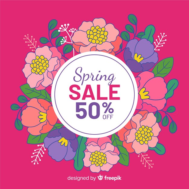 Free vector floral wreath spring sale background