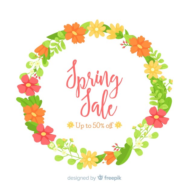 Floral wreath spring sale background