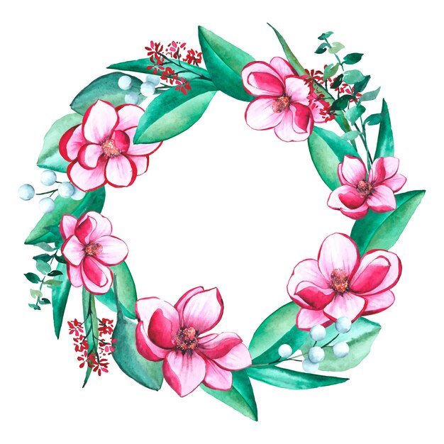 Floral wreath in watercolor style