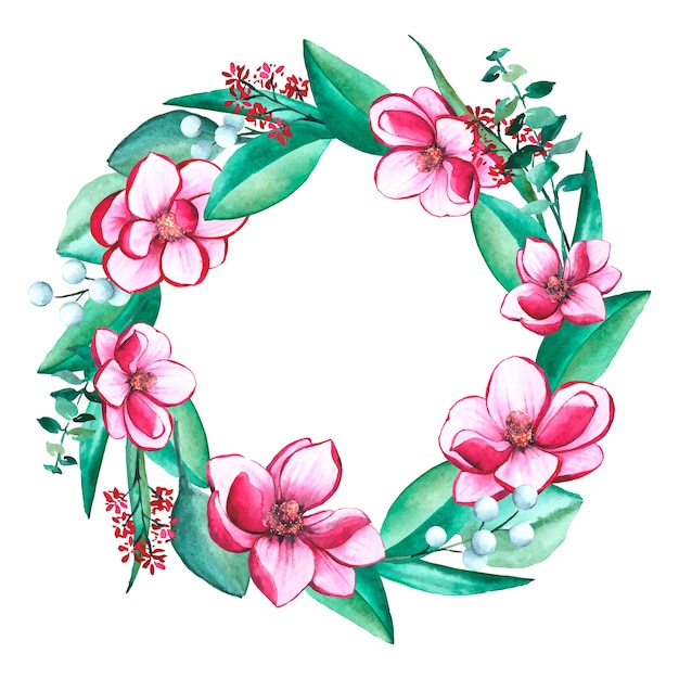 Floral wreath in watercolor style