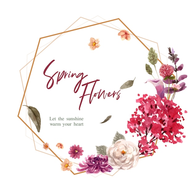 Free vector floral wreath in watercolor style