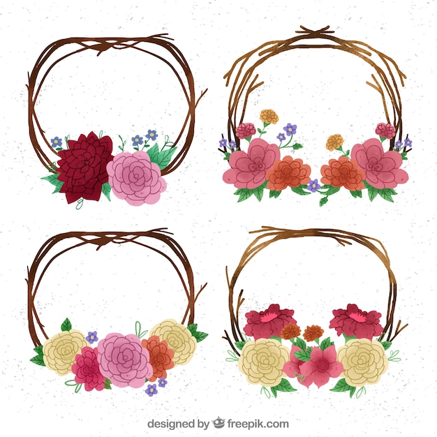 Floral wreath with branches