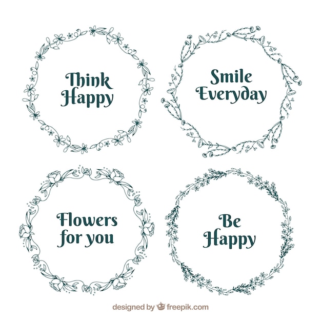 Free vector floral wreath with quote