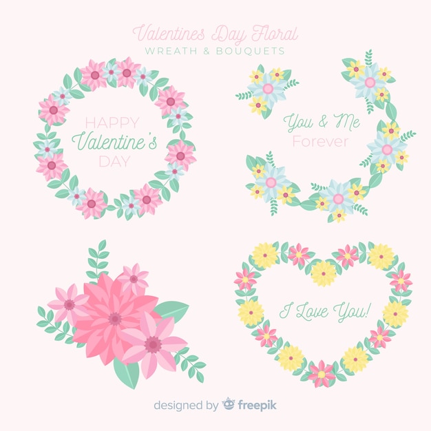 Floral wreaths and bouquets collection for valentines day