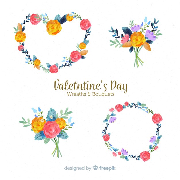 Floral wreaths and bouquets collection for valentines day