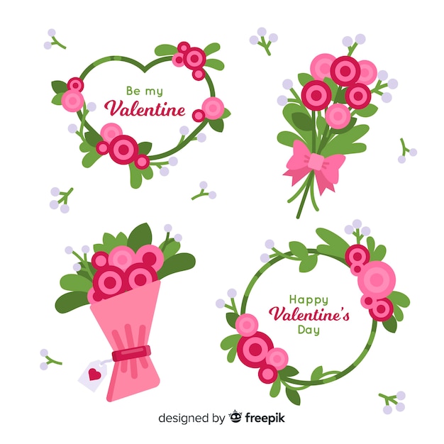 Floral wreaths and bouquets collection for valentines day